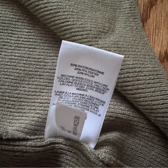 Express Olive Green Open-Front Long Ribbed Cardigan - Picture 4 of 4